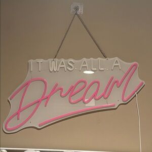 Pink and White Neon Wall Sign
